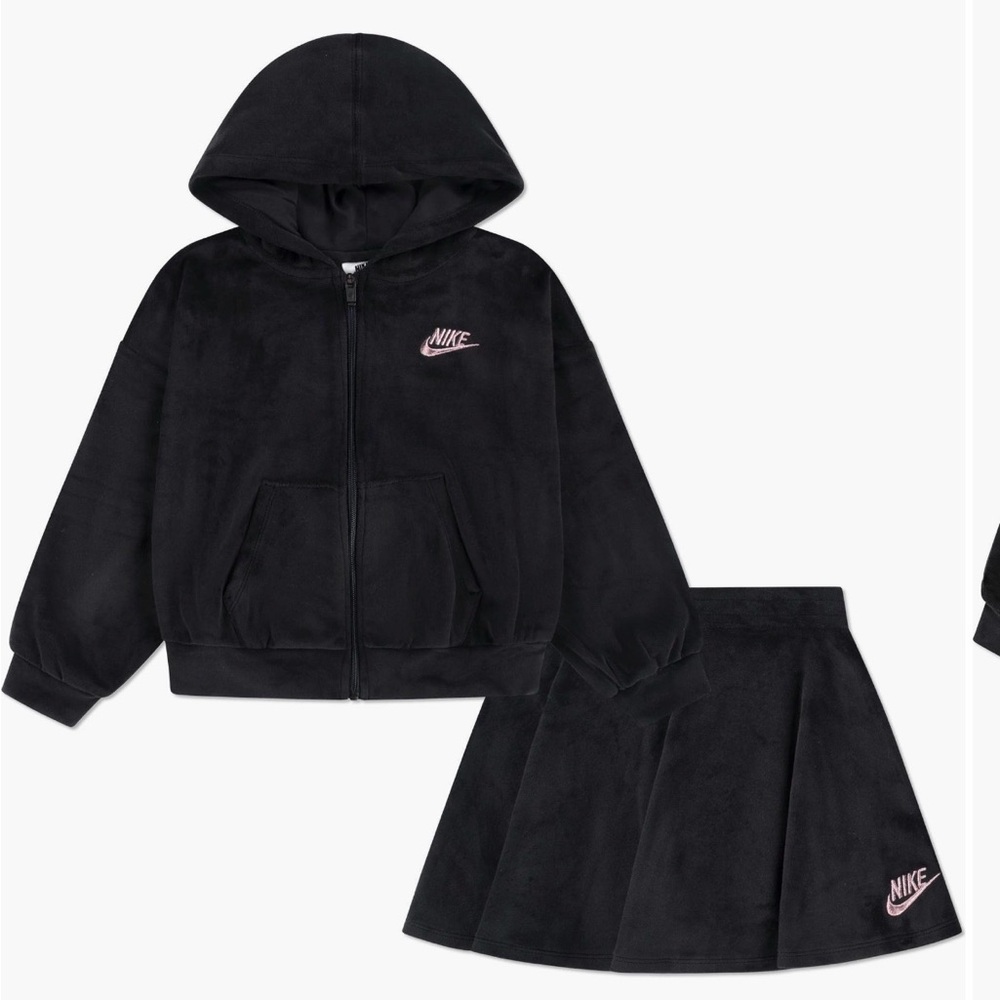 Nike Kids' Black Hoodie & Skirt Set - Logo Detail